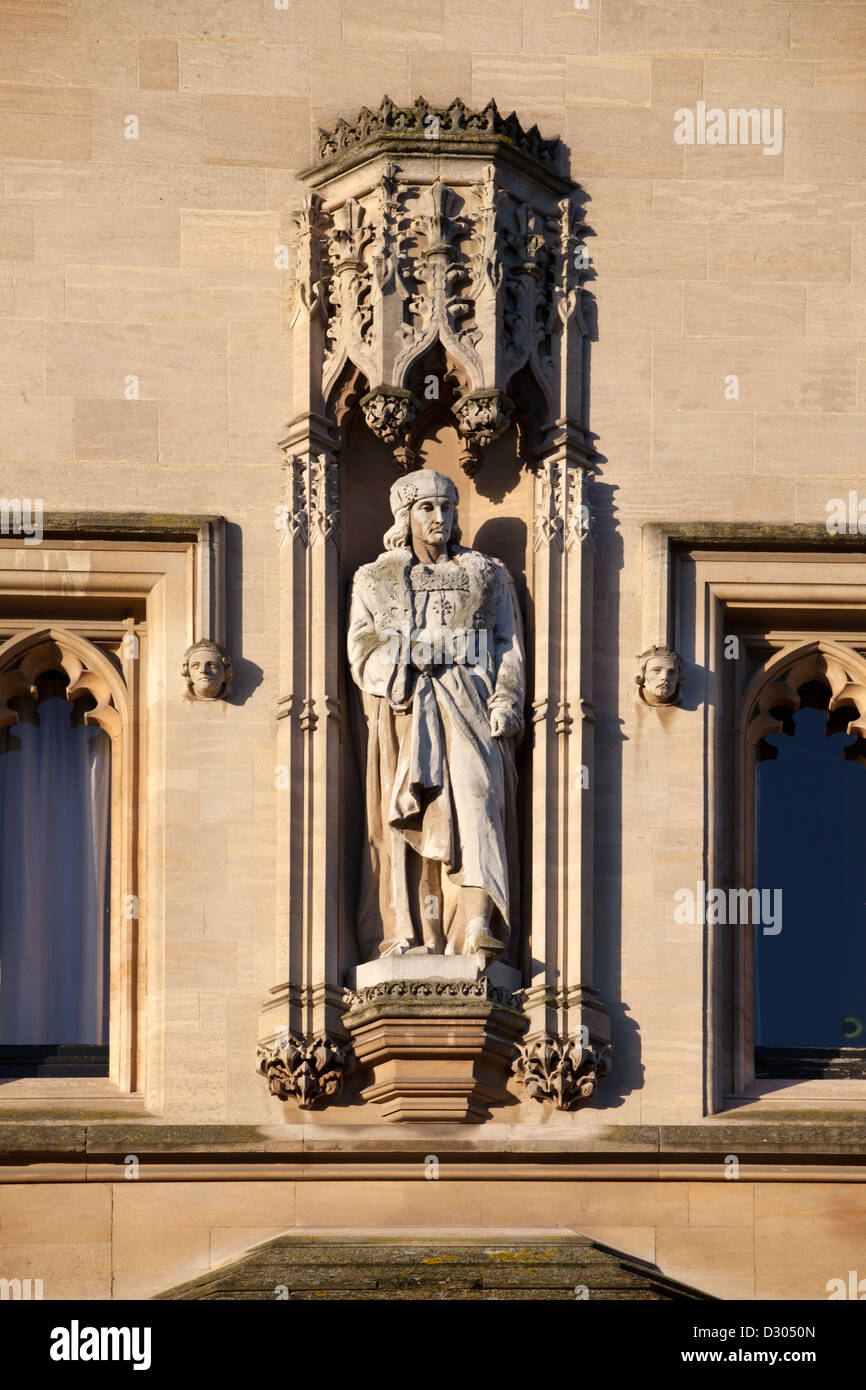 King's College figurine, statue, Cambridge University, England, UK Stock Photo