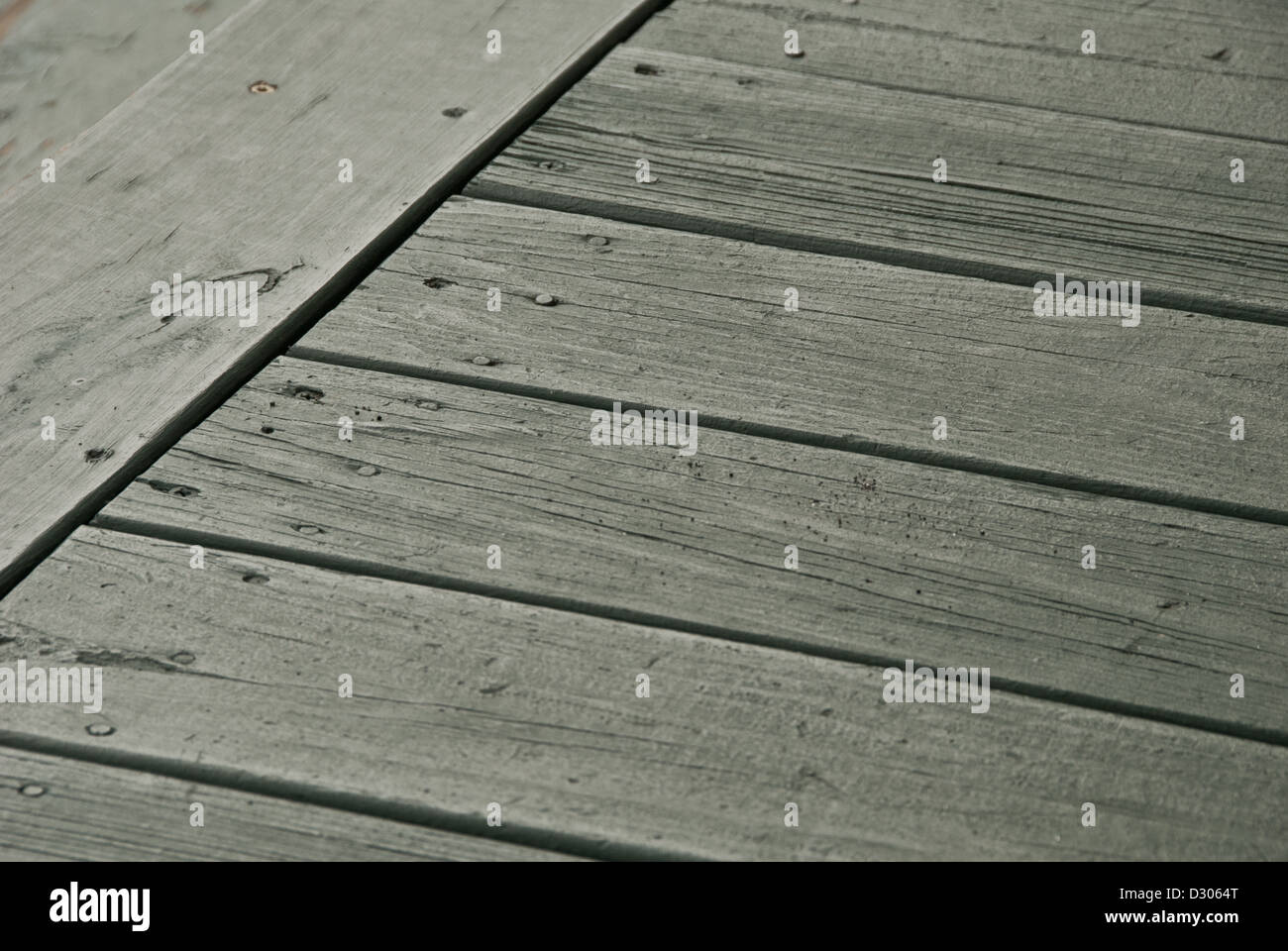 Gray wooden porch floor, close up Stock Photo