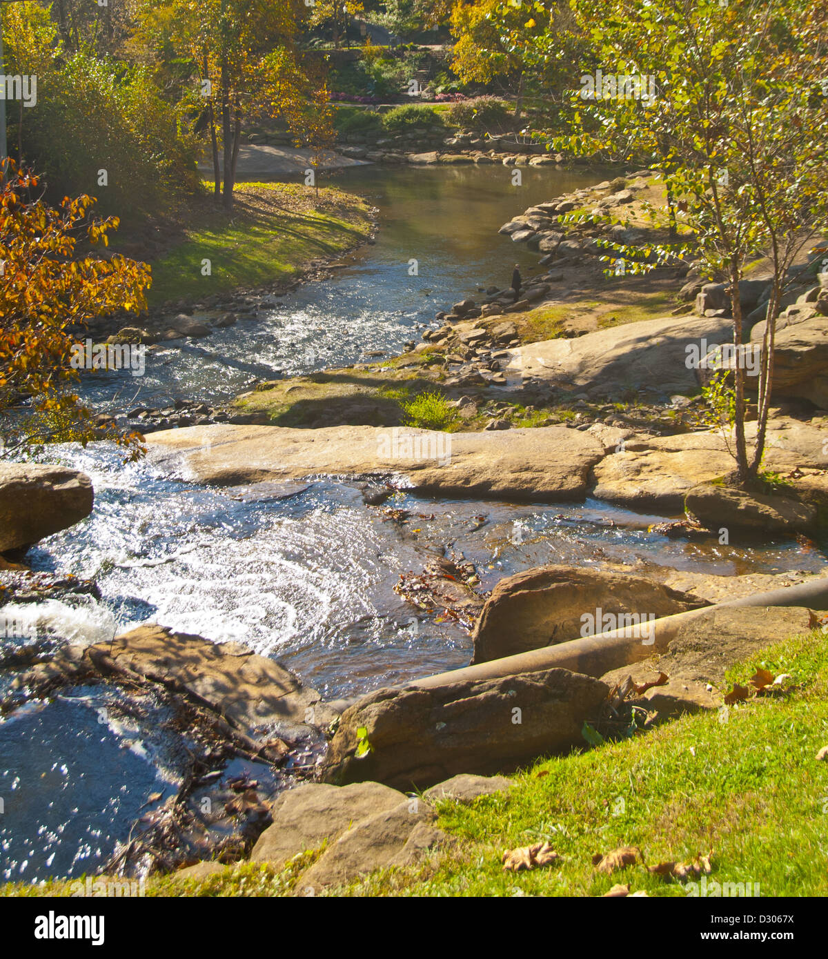 Falls Park on the Reedy River in downtown Greenville, South Carolina, USA Stock Photo