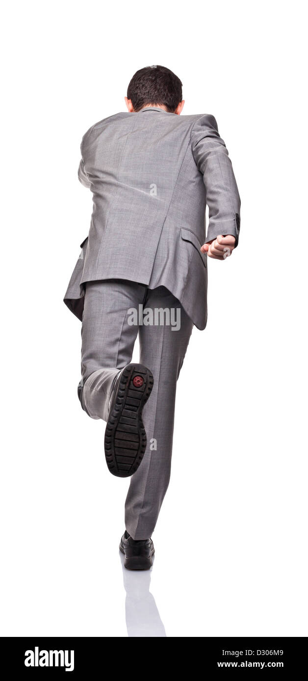 running businessman isolated on white background Stock Photo - Alamy