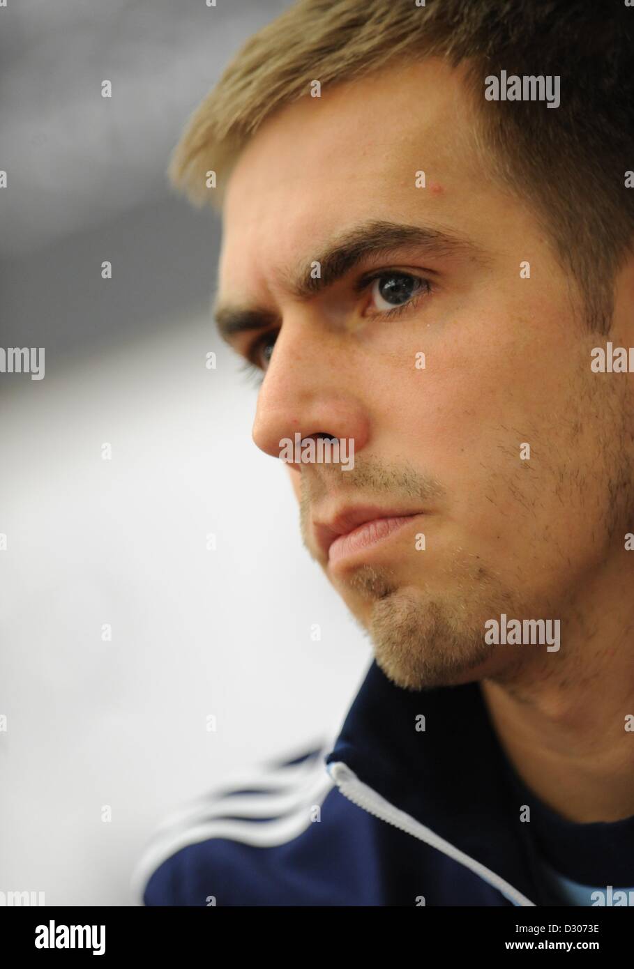 Paris, France. 5th February 2013. Germany's captain Philipp Lahm takes part in a press conference held by the German national soccer team in Paris, France, 05 February 2013. German will play France on 06 February 2013. Photo: ANDREAS GEBERT/dpa/Alamy Live News Stock Photo