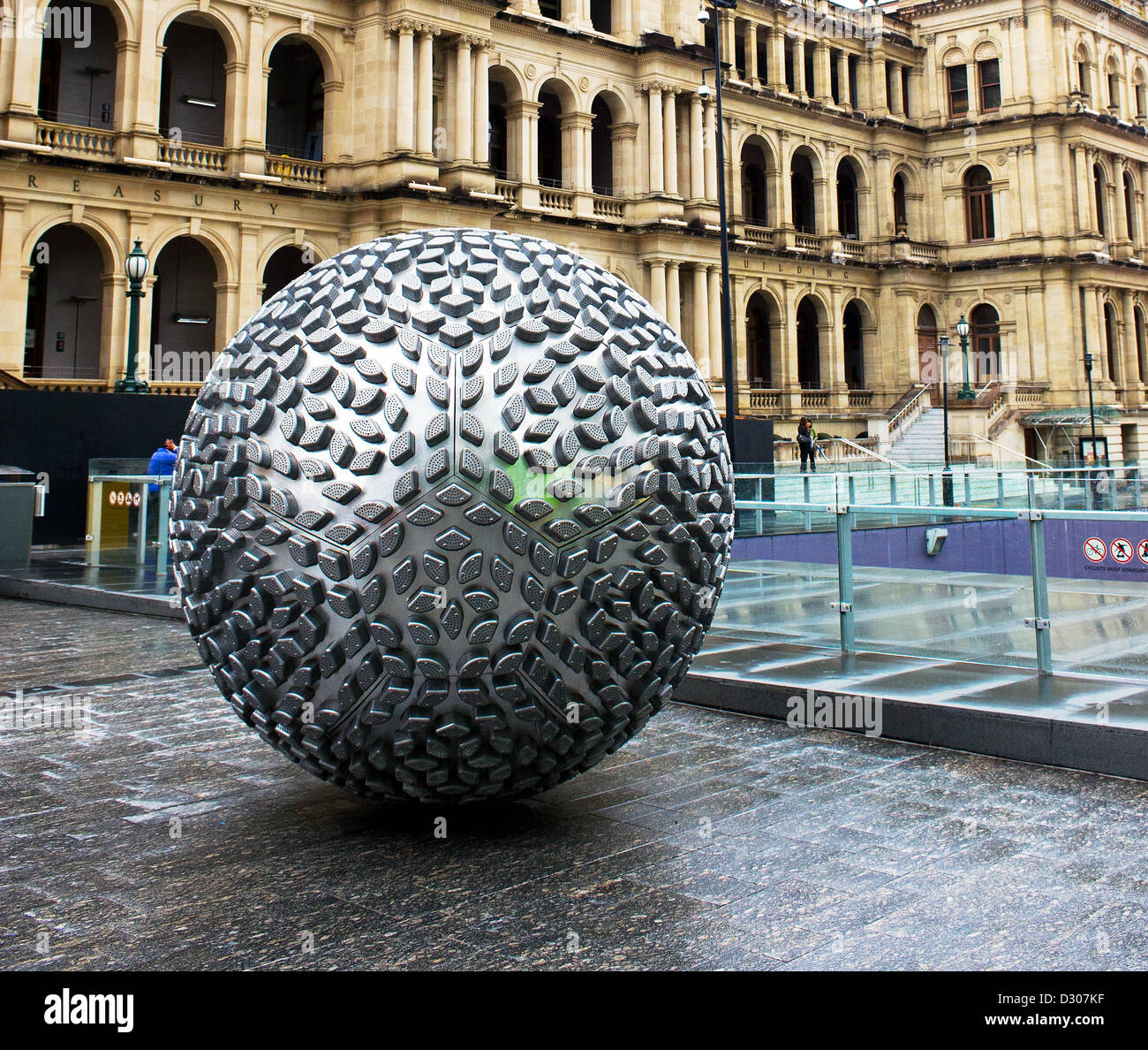 One of the 'Steam' - 15 spheres modern art sculptures in Brisbane Square / Reddacliff Place in Brisbane, Queensland, Australia Stock Photo