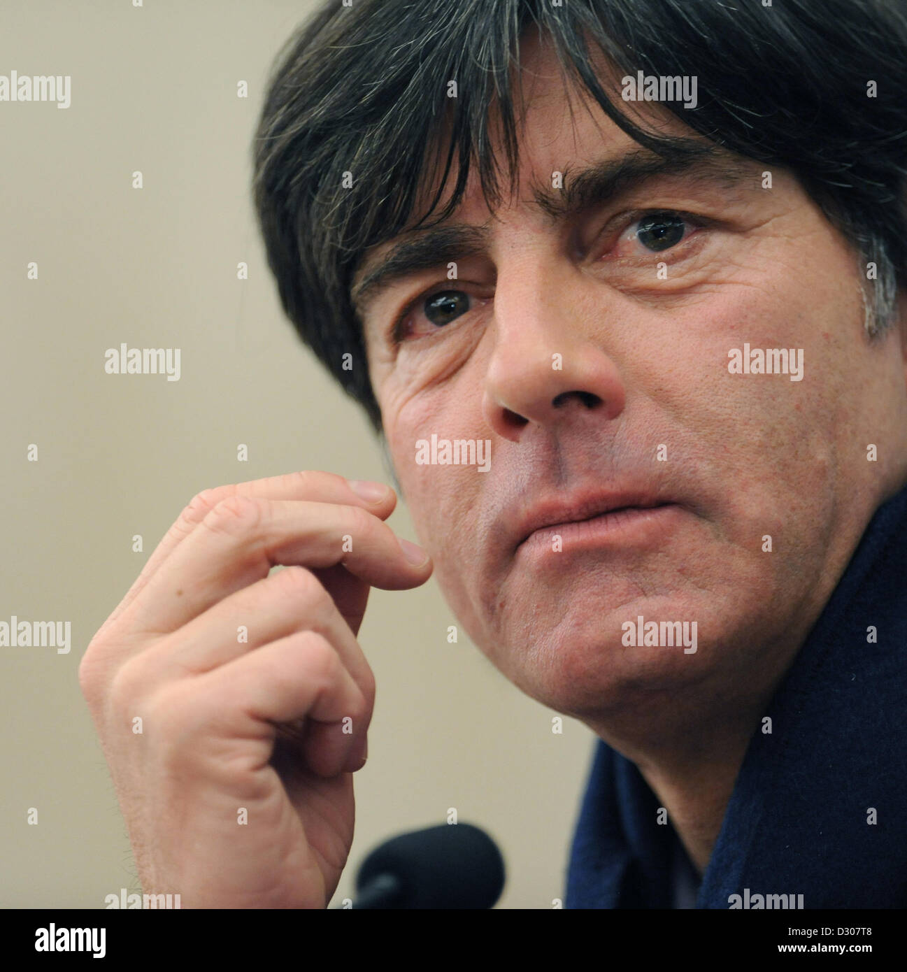 Paris, France. 5th February 2013. Germany's head coach Joachim Loew takes part in a press conference held by the German national soccer team in Paris, France, 05 February 2013. German will play France on 06 February 2013. Photo: ANDREAS GEBERT/dpa/Alamy Live News Stock Photo