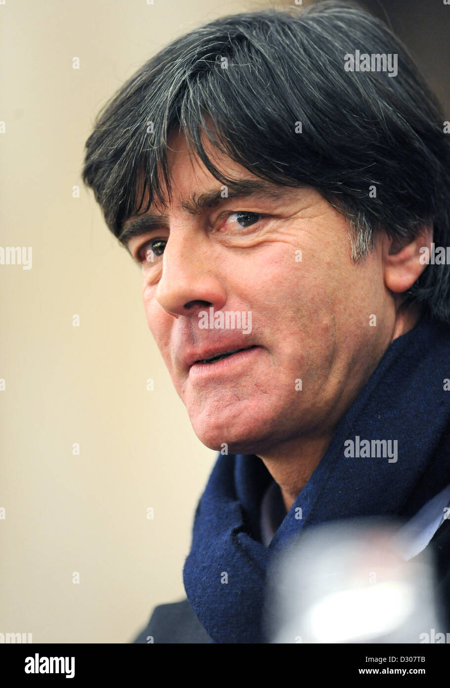 Paris, France. 5th February 2013. Germany's head coach Joachim Loew takes part in a press conference held by the German national soccer team in Paris, France, 05 February 2013. German will play France on 06 February 2013. Photo: ANDREAS GEBERT/dpa/Alamy Live News Stock Photo