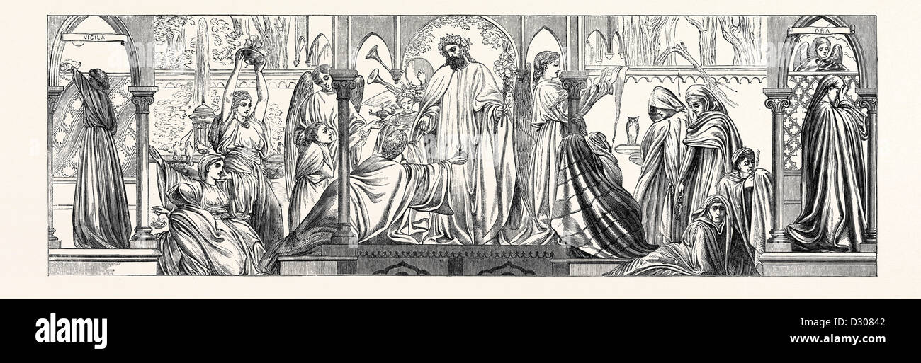 PARABLE OF THE TEN VIRGINS. A WALL-PAINTING IN THE CHURCH OF LYNDHURST