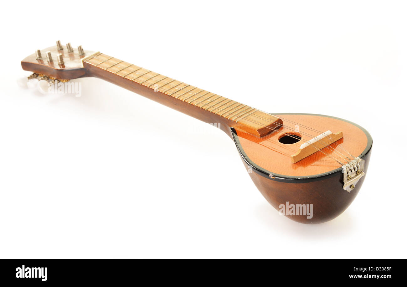 Greek musical instrument bouzouki isolated on white background Stock