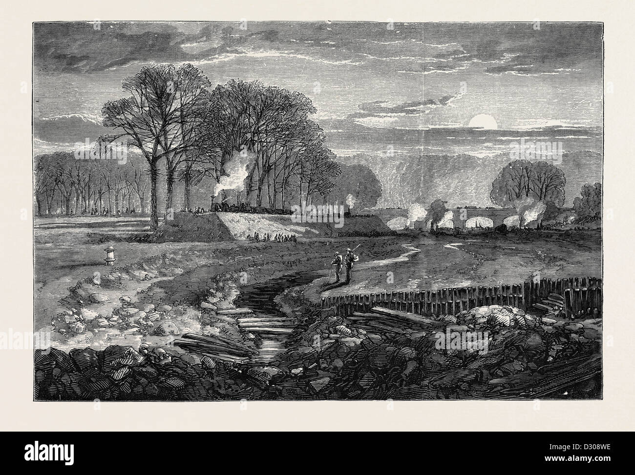 THE BED OF THE SERPENTINE, HYDE PARK, DURING THE IMPROVEMENTS, LONDON, 1870 Stock Photo