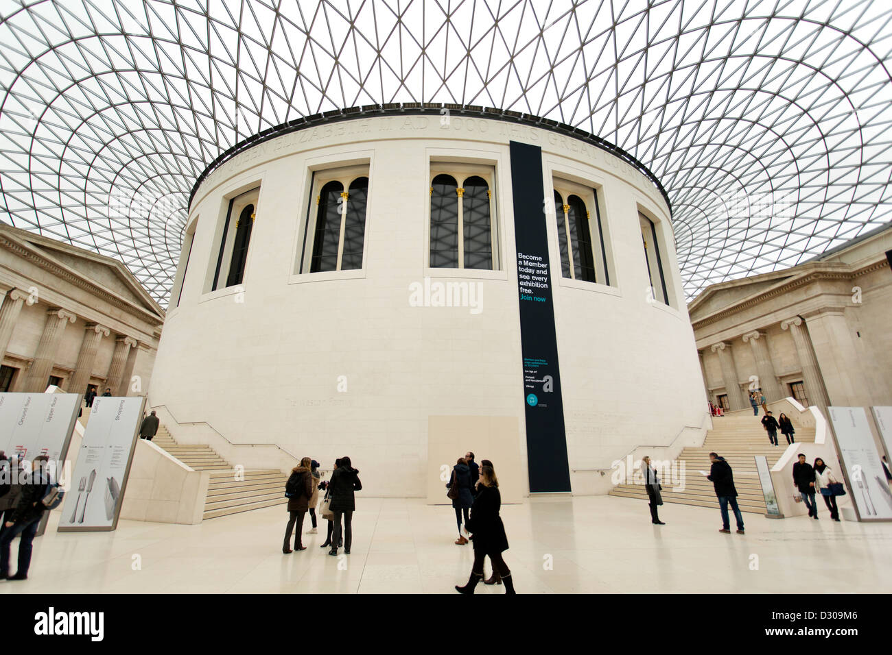 The Queen Elizabeth II Great Court at the British Museum. The Reading room and entrance hall. Stock Photo