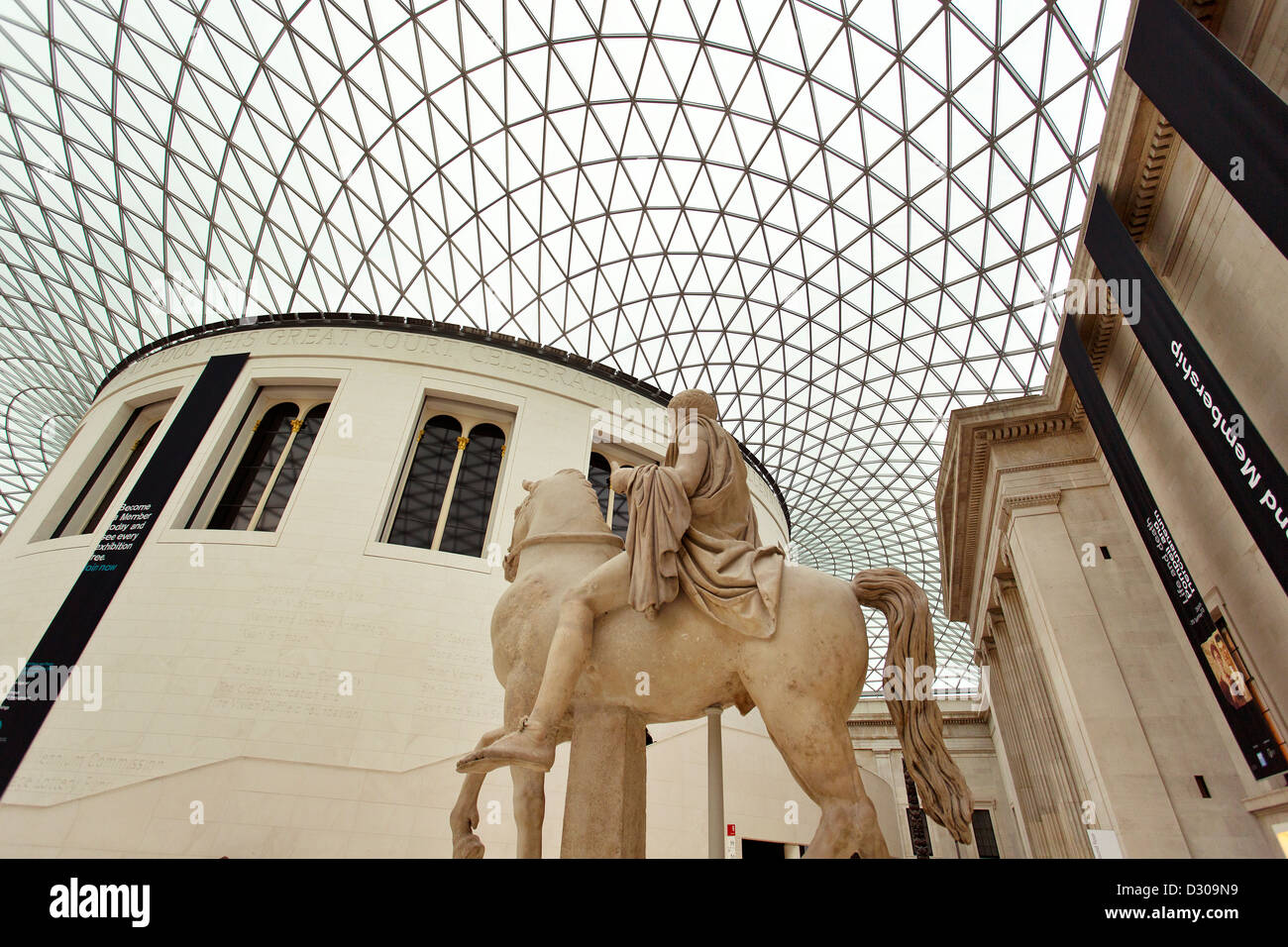 The Queen Elizabeth II Great Court at the British Museum. The Reading room and entrance hall. Stock Photo