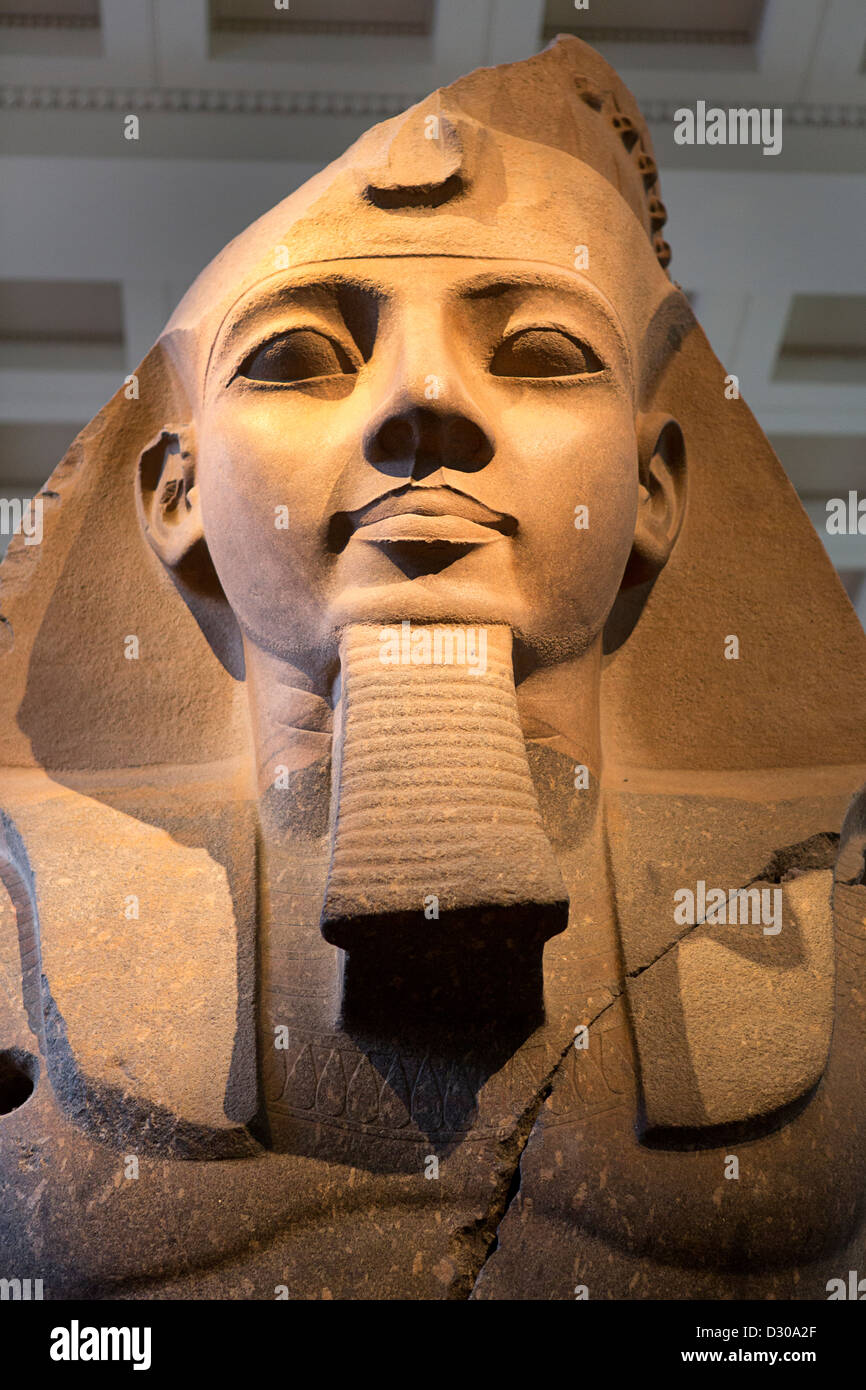The colossal bust of Ramesses 11 in the British Museum in London. Stock Photo