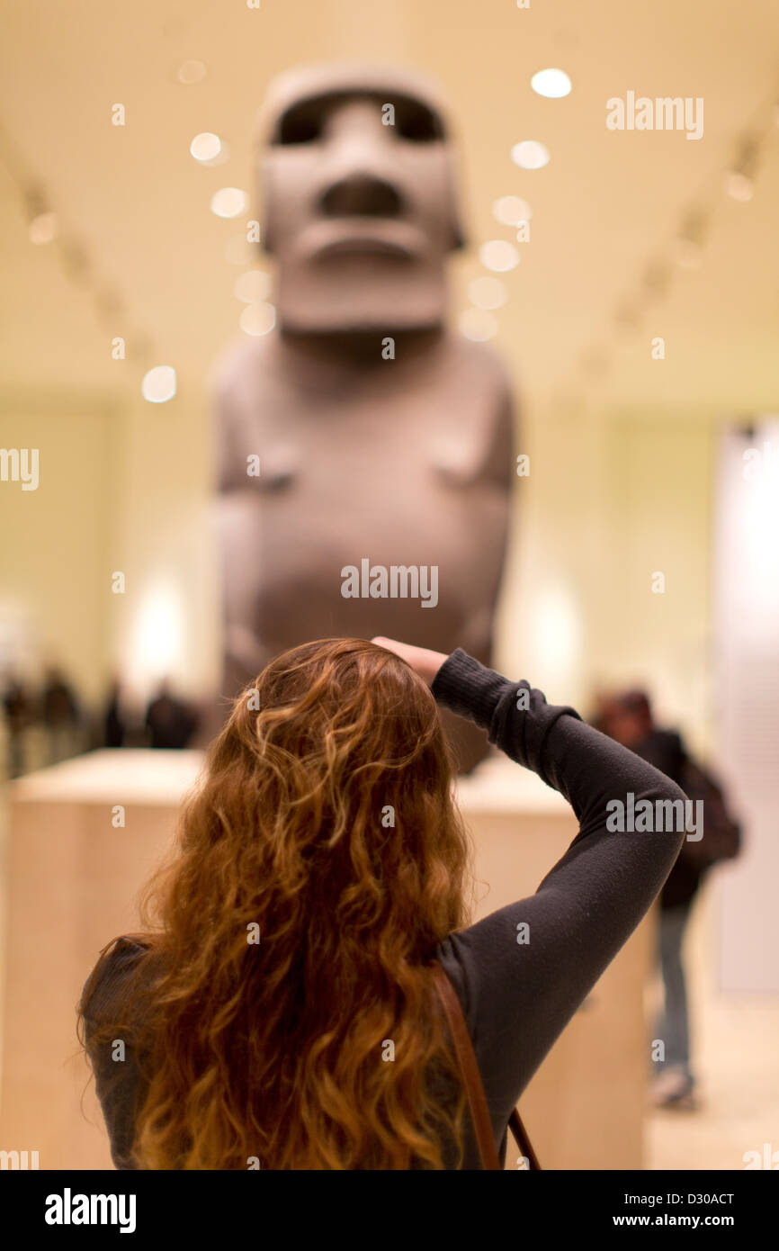 A statue from Easter Island in the British Museum, London Stock Photo