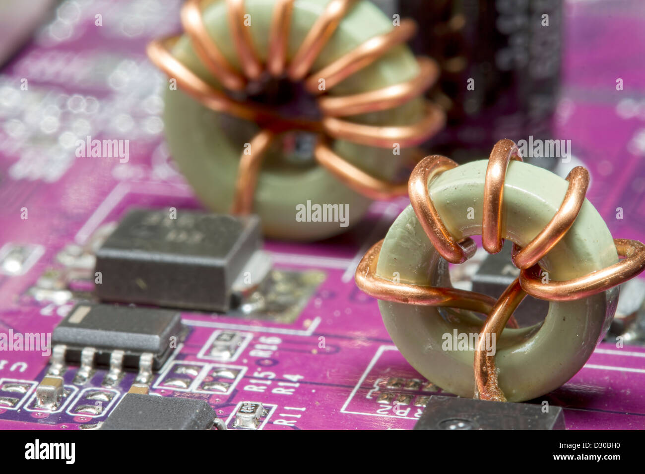 Close up image of electronic circuit board Stock Photo