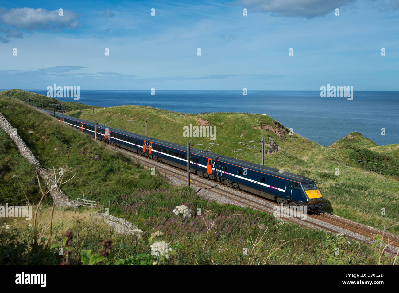 High speed East Coast Trains train on the East Coast Main Line running