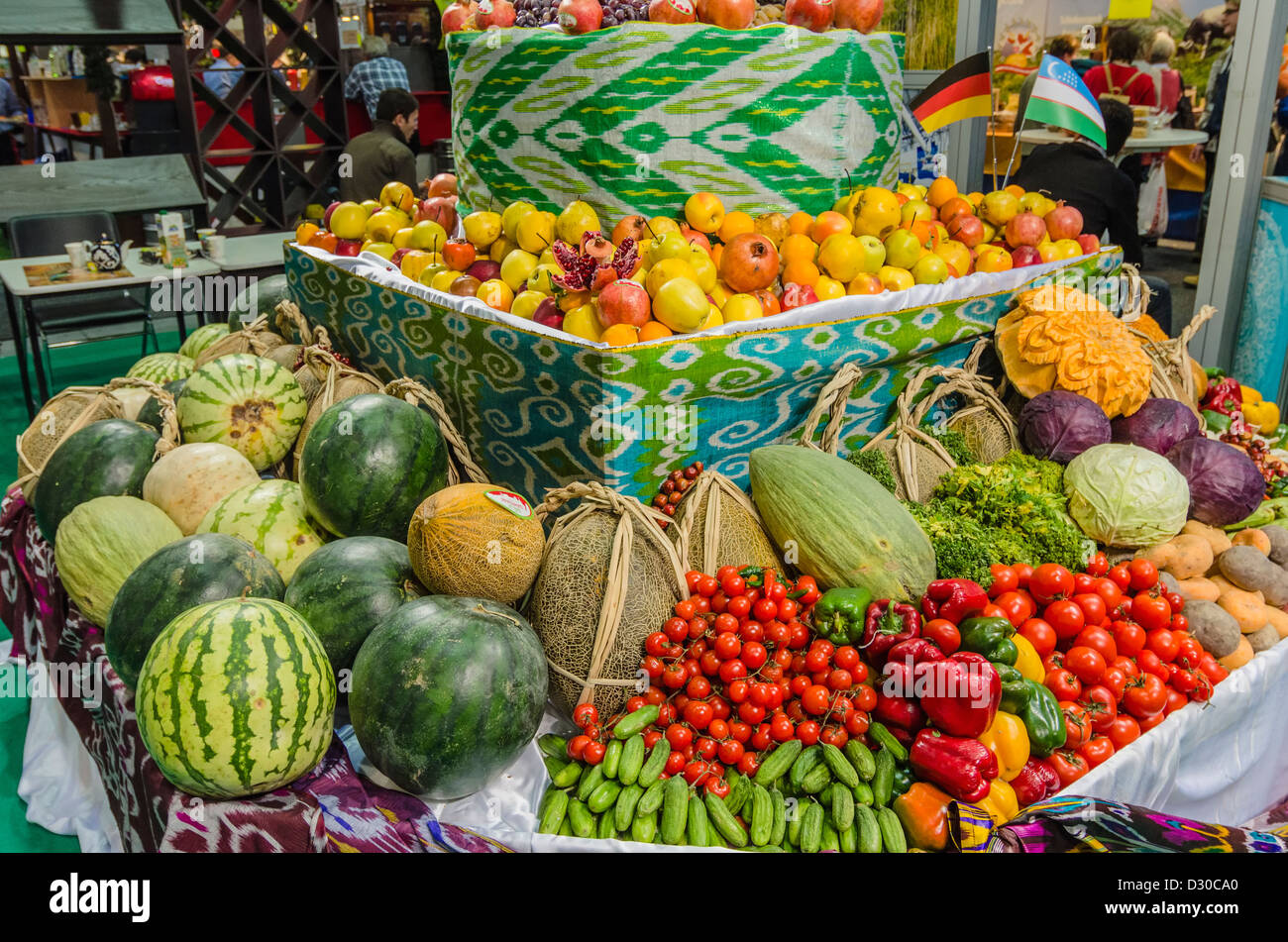 Variety of mock fruit and vegetables on display at 'Green Week' in Berlin, Germany Stock Photo