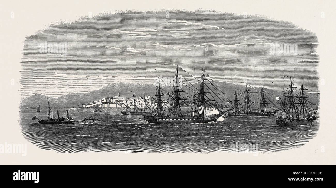 THE CAPTURED GREEK BLOCKADERUNNER ARKADI TOWED UP THE DARDANELLES 1867