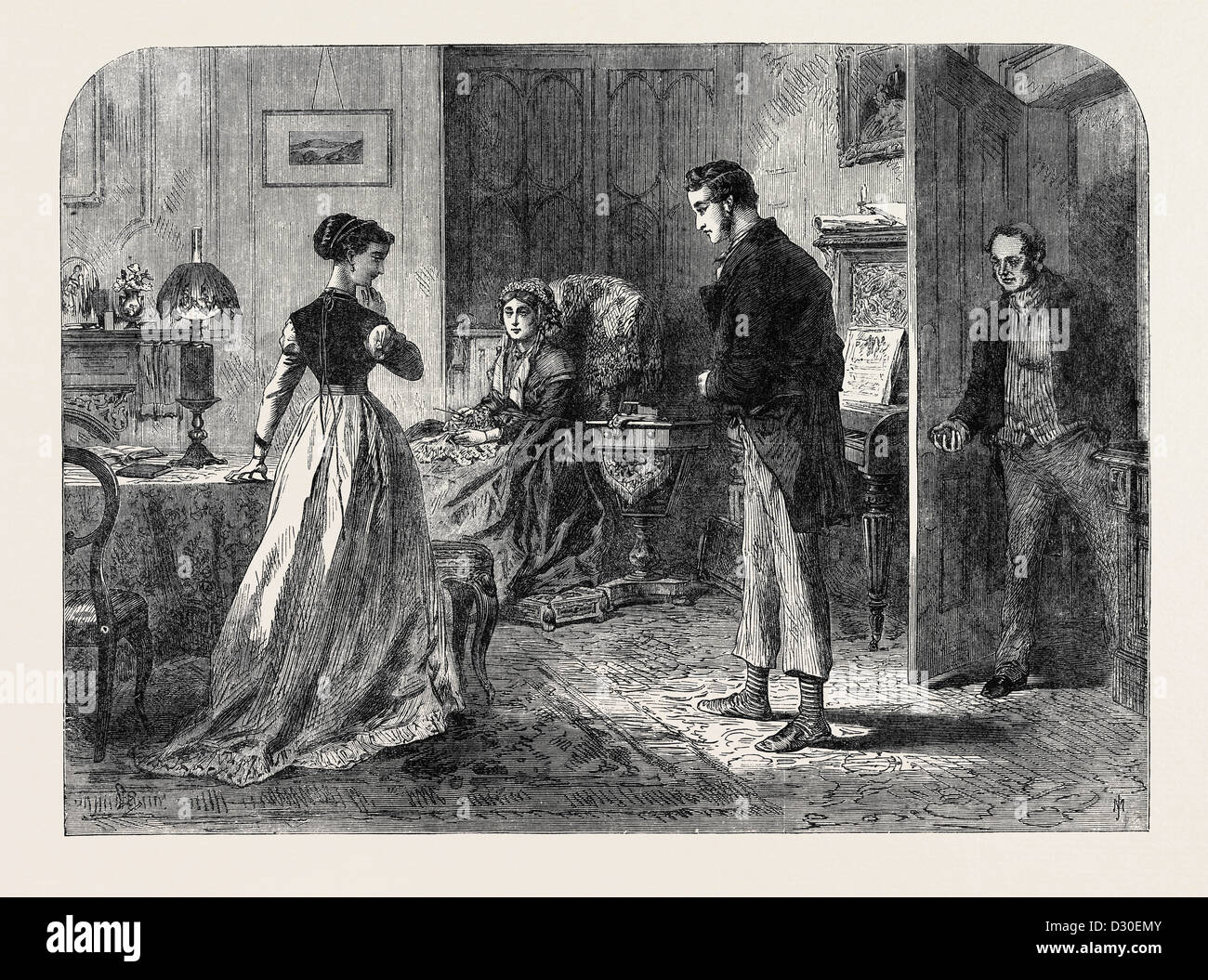 STEWART HUNT'S INTRODUCTION TO MISS JONES DRAWN BY A. HUNT 1867 Stock Photo