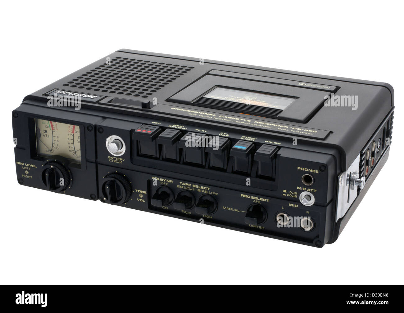 Old professional cassette recorder on white background Stock Photo Alamy