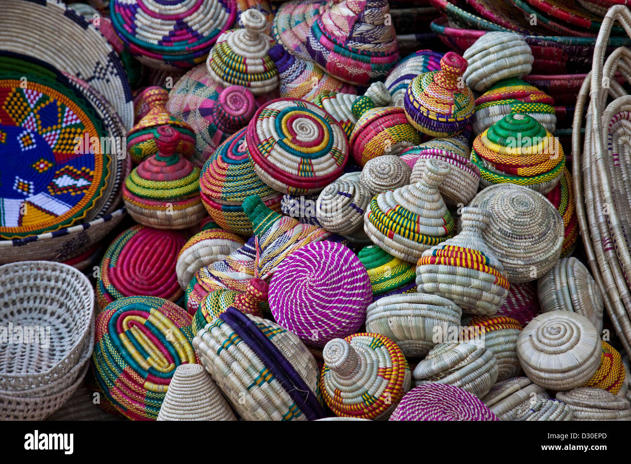 Souvenir Baskets, Addis Ababa, Ethiopia Stock Photo 53486677 Alamy