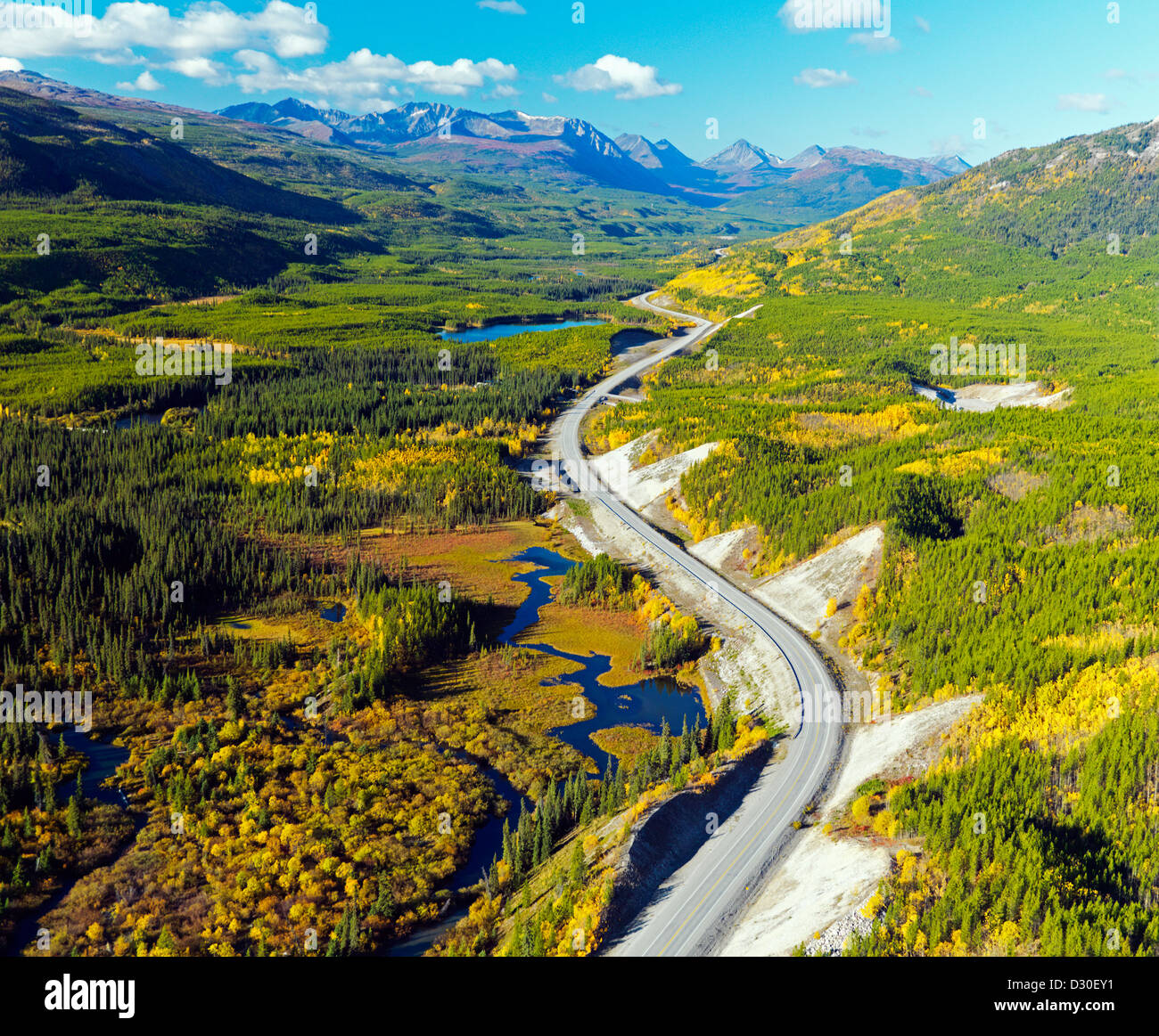 Driving the Alaska Highway up through the Yukon Territory in Canada in the fall makes for the experience of a lifetime! Stock Photo