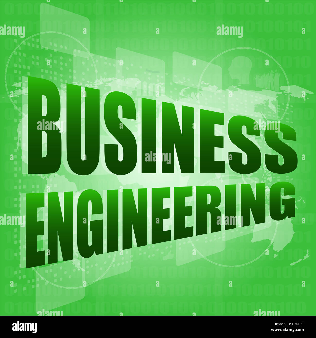 words business engineering on digital screen, business concept Stock