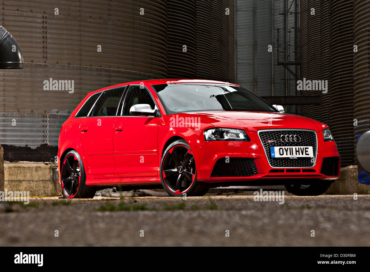 Red Audi RS 3, Winchester, England, UK Stock Photo