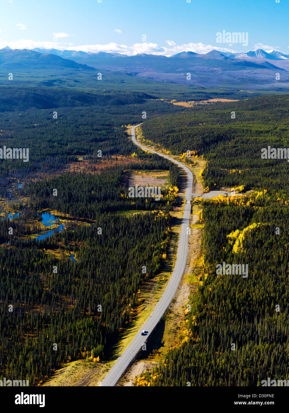 Driving the Alaska Highway up through the Yukon Territory in Canada in