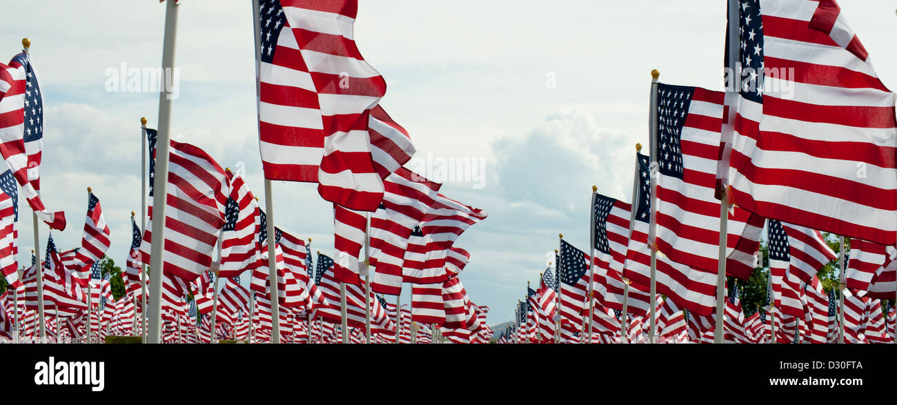 A memorial to the victims of the 9-11 attacks on the World Trade Center, the Pentagon and those lives lost in Pennsylvania. Stock Photo