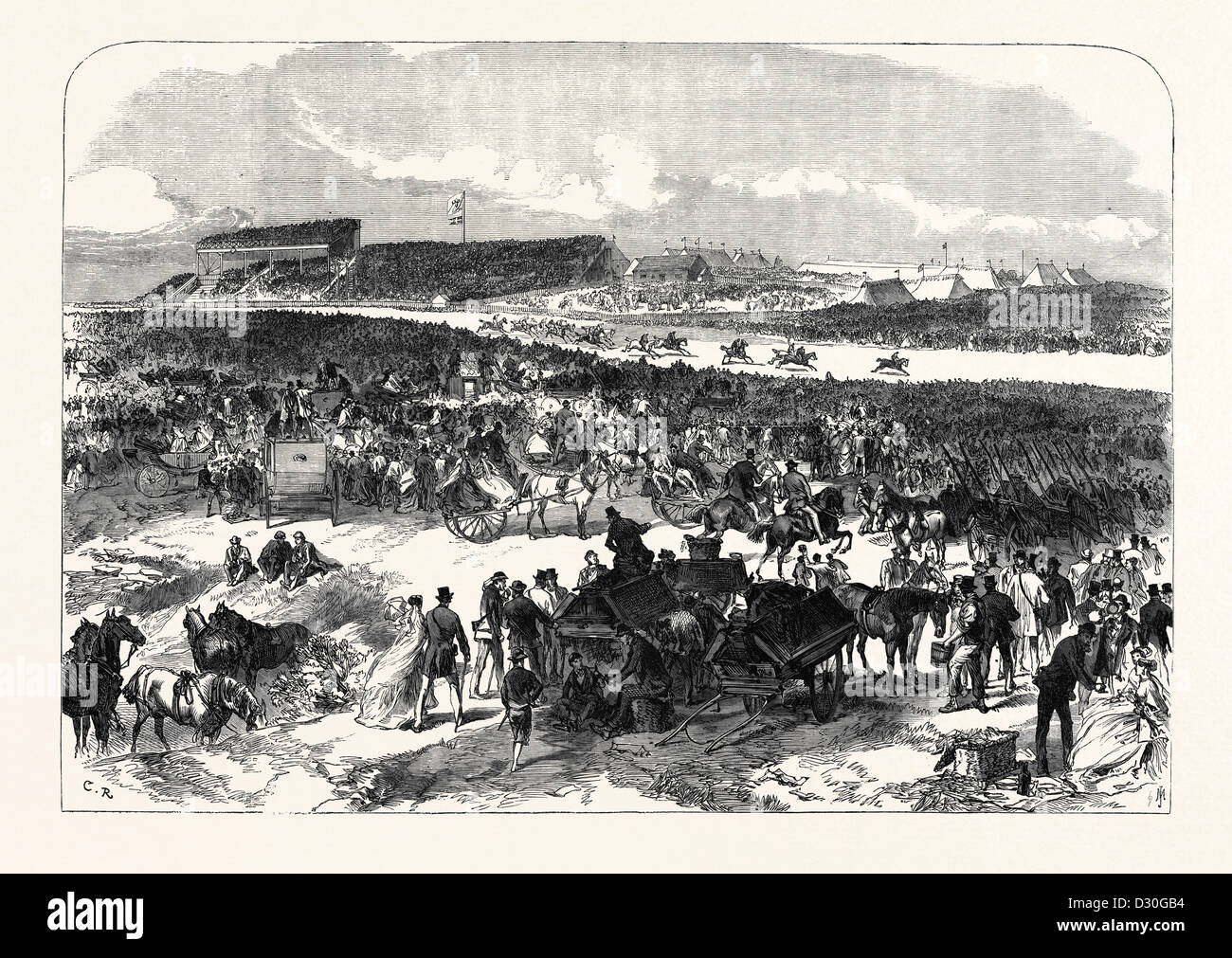 VISIT OF THE PRINCE AND PRINCESS OF WALES TO IRELAND: GENERAL VIEW OF PUNCHESTOWN RACES 1868 Stock Photo