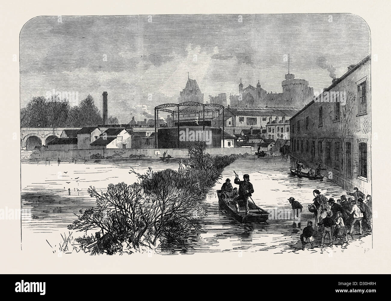 THE FLOODS AT WINDSOR UK 1869 Stock Photo Alamy