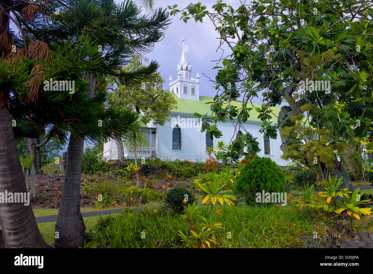 The Painted Catholic Church. The Big Island, Hawaii. Stock Photo