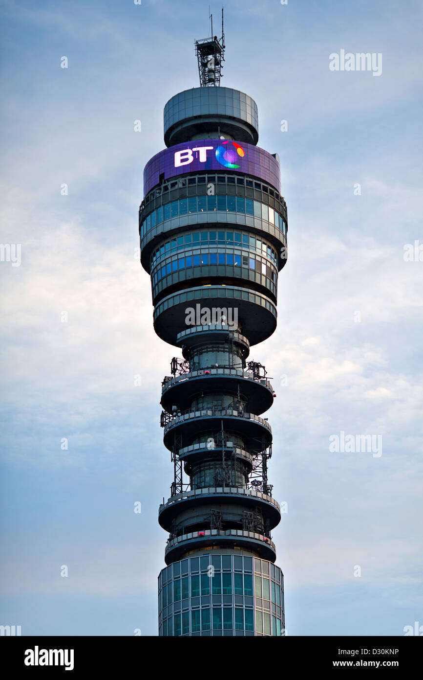The BT Tower in London. A famous landmark formerly know as the Post Office Tower. Stock Photo