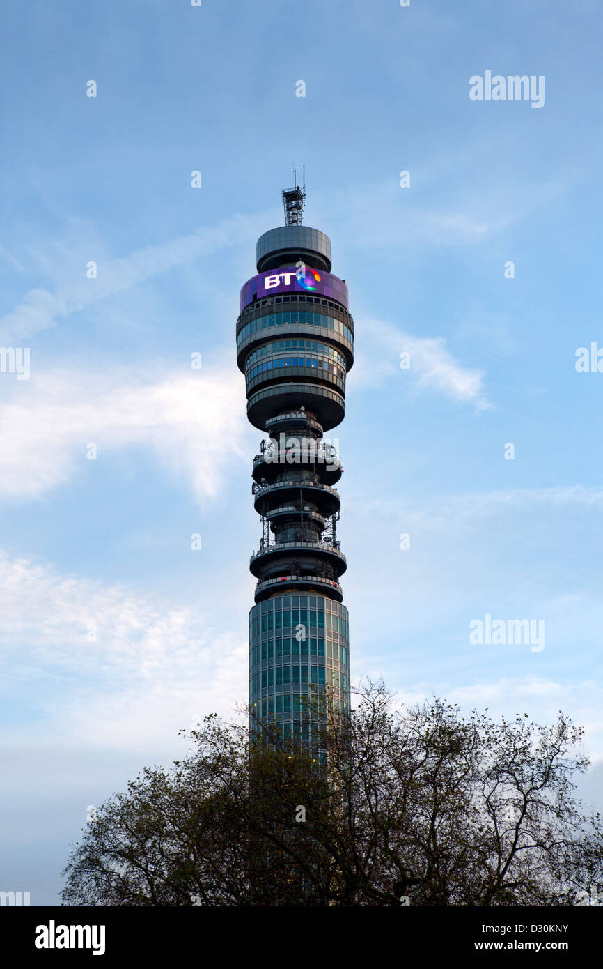 The BT Tower in London. A famous landmark formerly know as the Post Office Tower. Stock Photo