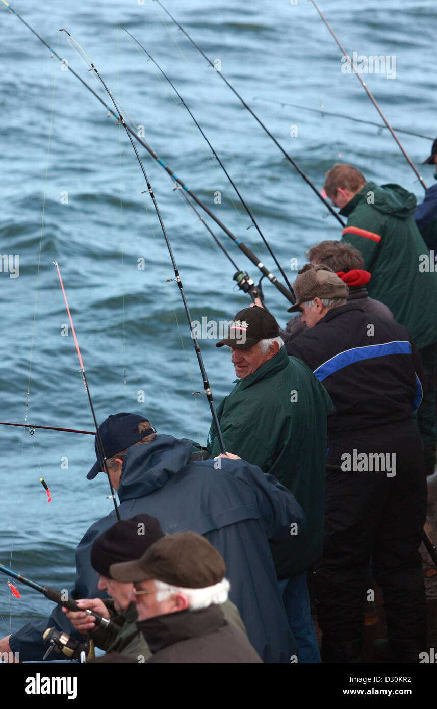 Wismar, Germany, Men in Big Game Fishing in the Baltic Sea Stock Photo
