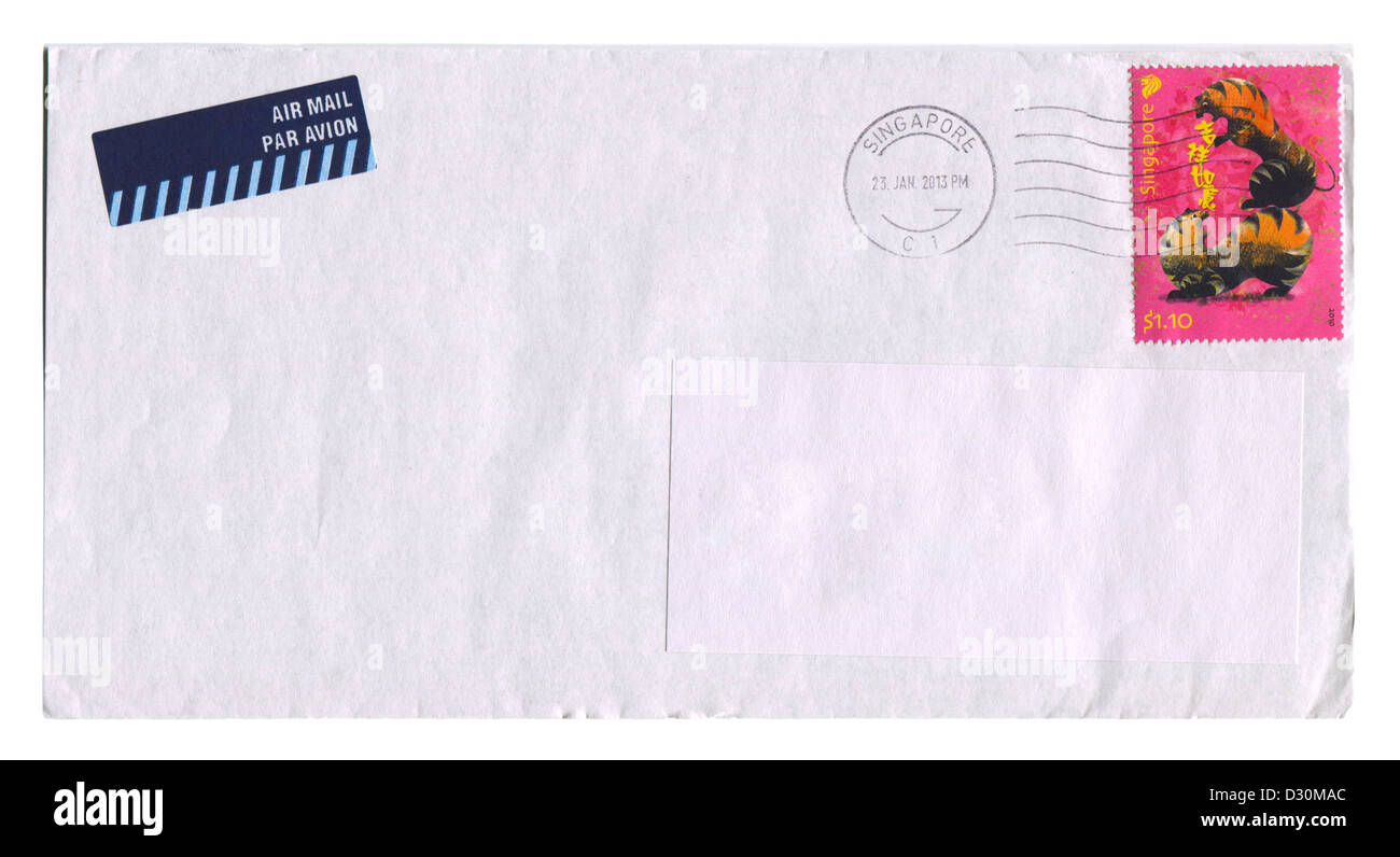 SINGAPORE CIRCA 2010 Mailing envelope with postage stamps dedicated