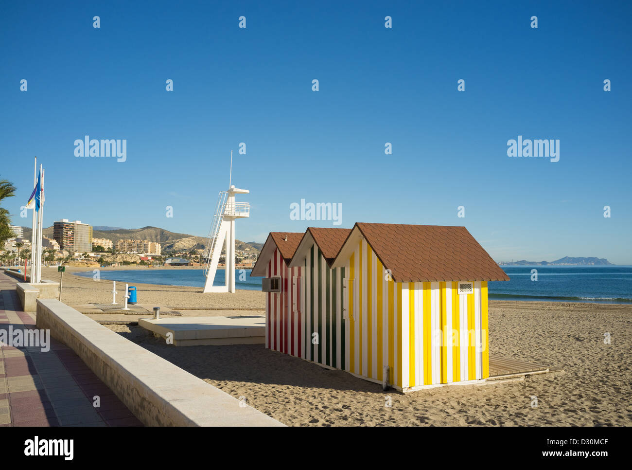 Beach changing huts costa blanca spain hi-res stock photography and