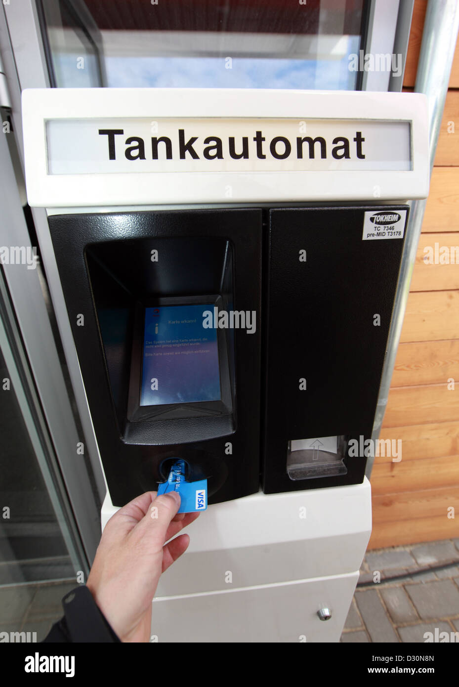 Berlin, Germany, payment procedures at a fuel terminal Stock Photo