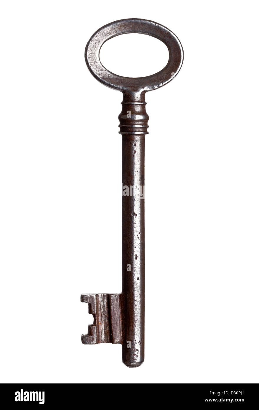 Old vintage metal key isolated on white background Stock Photo - Alamy