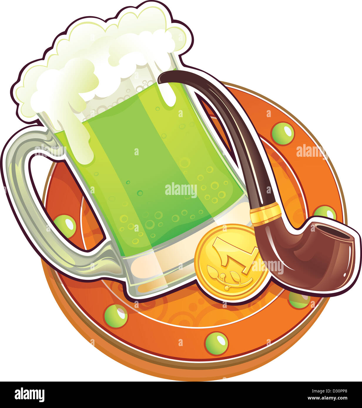 The Green Beer for St.Patrick's Day. Stock Photo