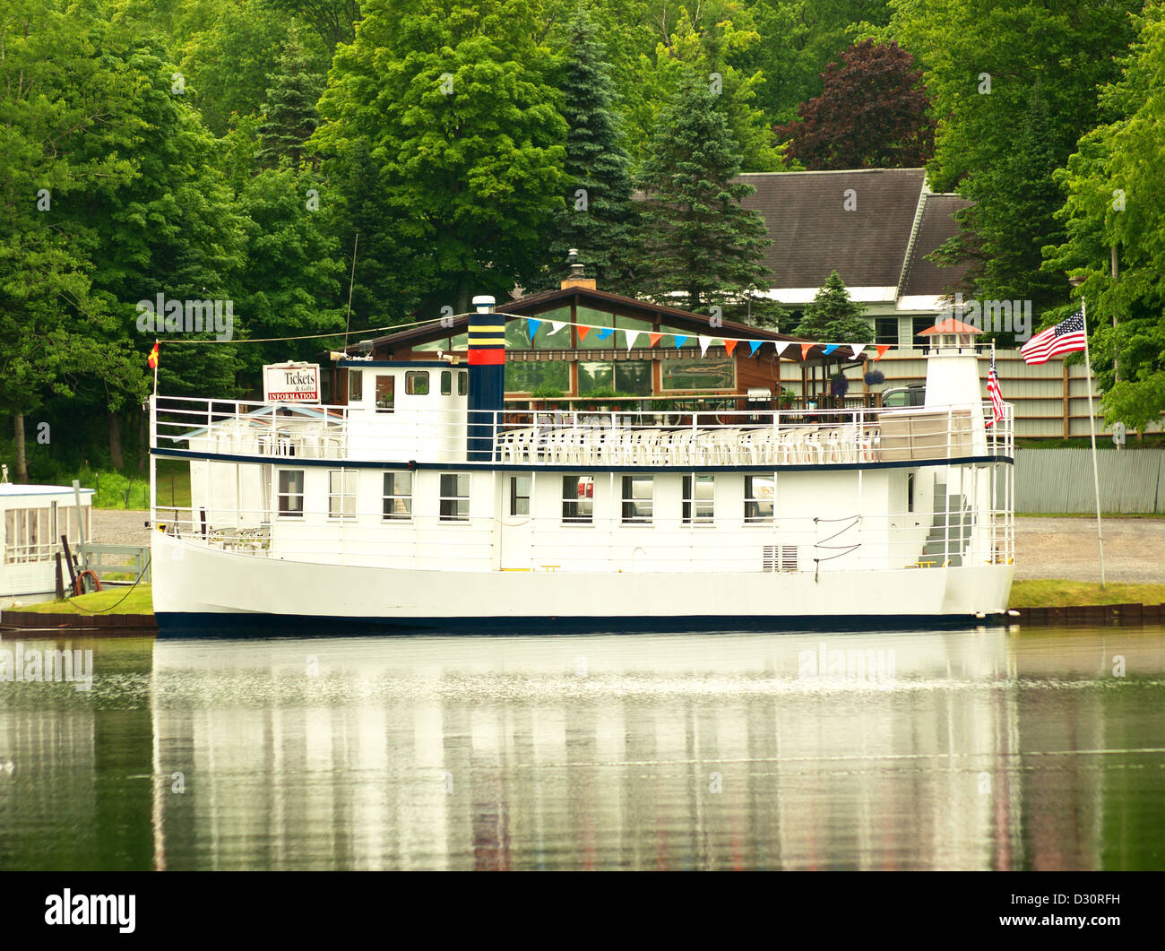 boat used for tours and sight-seeing in the Adirondack mountains, New York Stock Photo