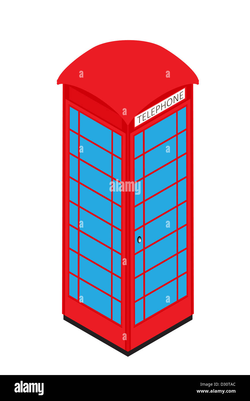 Isometric representation of a classic English telephone booth Stock