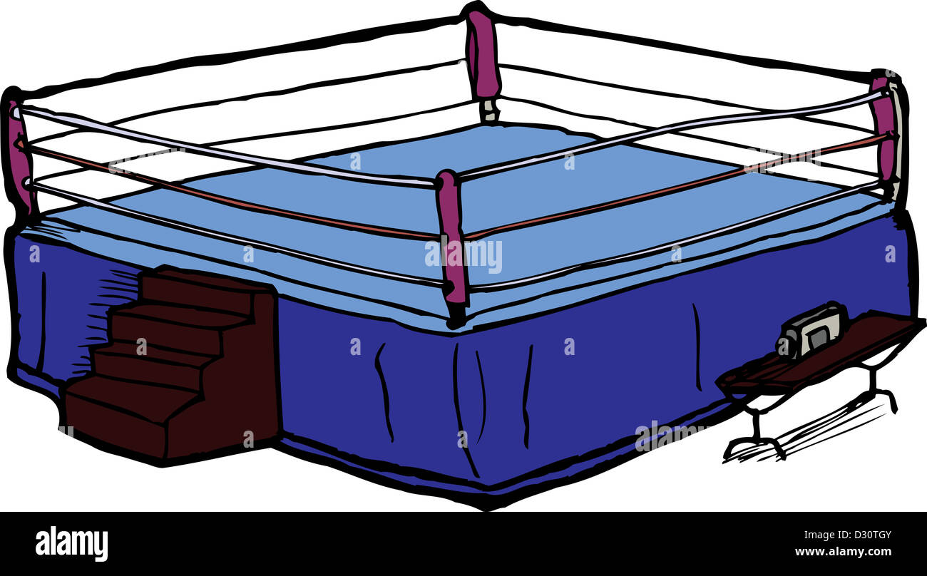Boxing ring with judges table and staircase on white background Stock Photo - Alamy Boxing ring with judges table and staircase on white background Stock Photo - Alamy