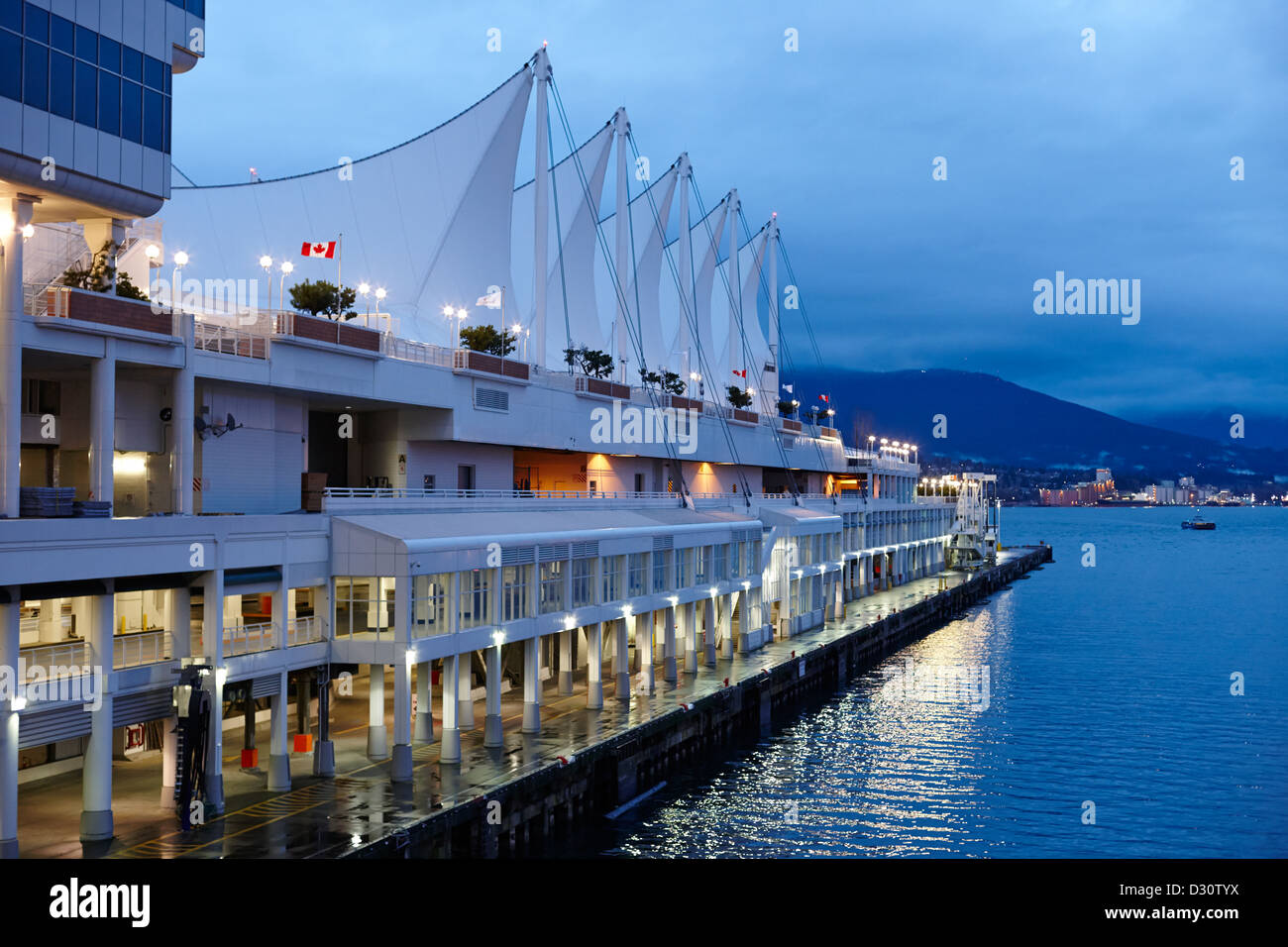 canada place cruise terminal vancouver at dusk BC Canada Stock Photo