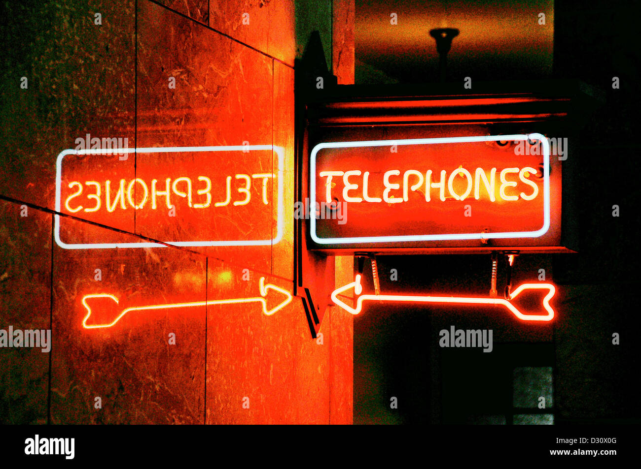 Neon signs in Union Station, Portland, Oregon Stock Photo Alamy