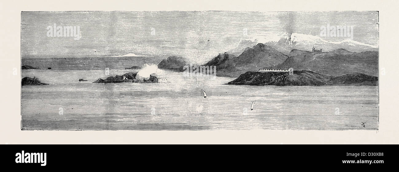 THE CRISIS IN EGYPT: THE ENTRANCE TO SUDA BAY BY THE ANGLO-FRENCH FLEET Stock Photo