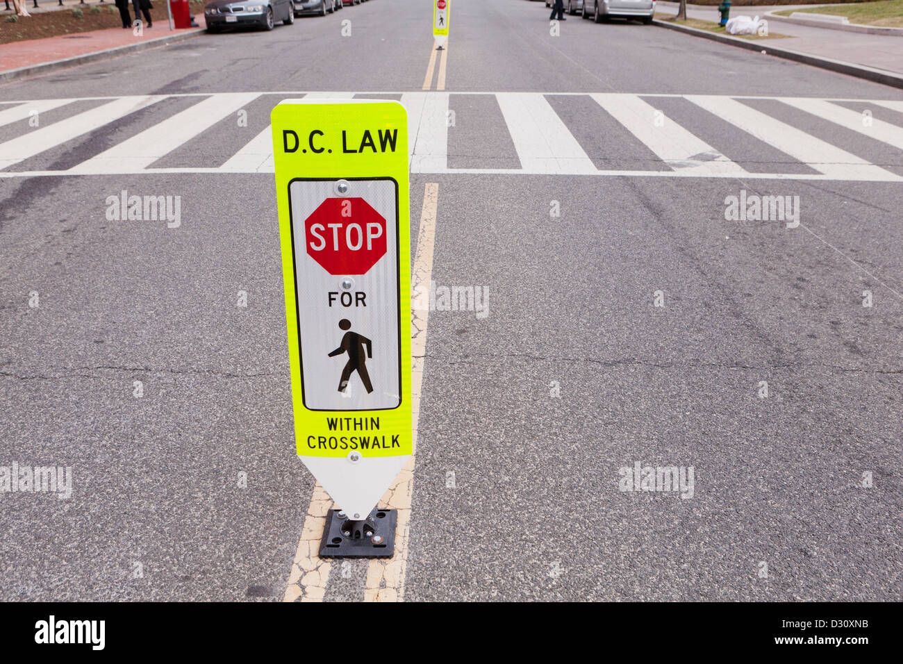 Crosswalk safety sign Stock Photo Alamy