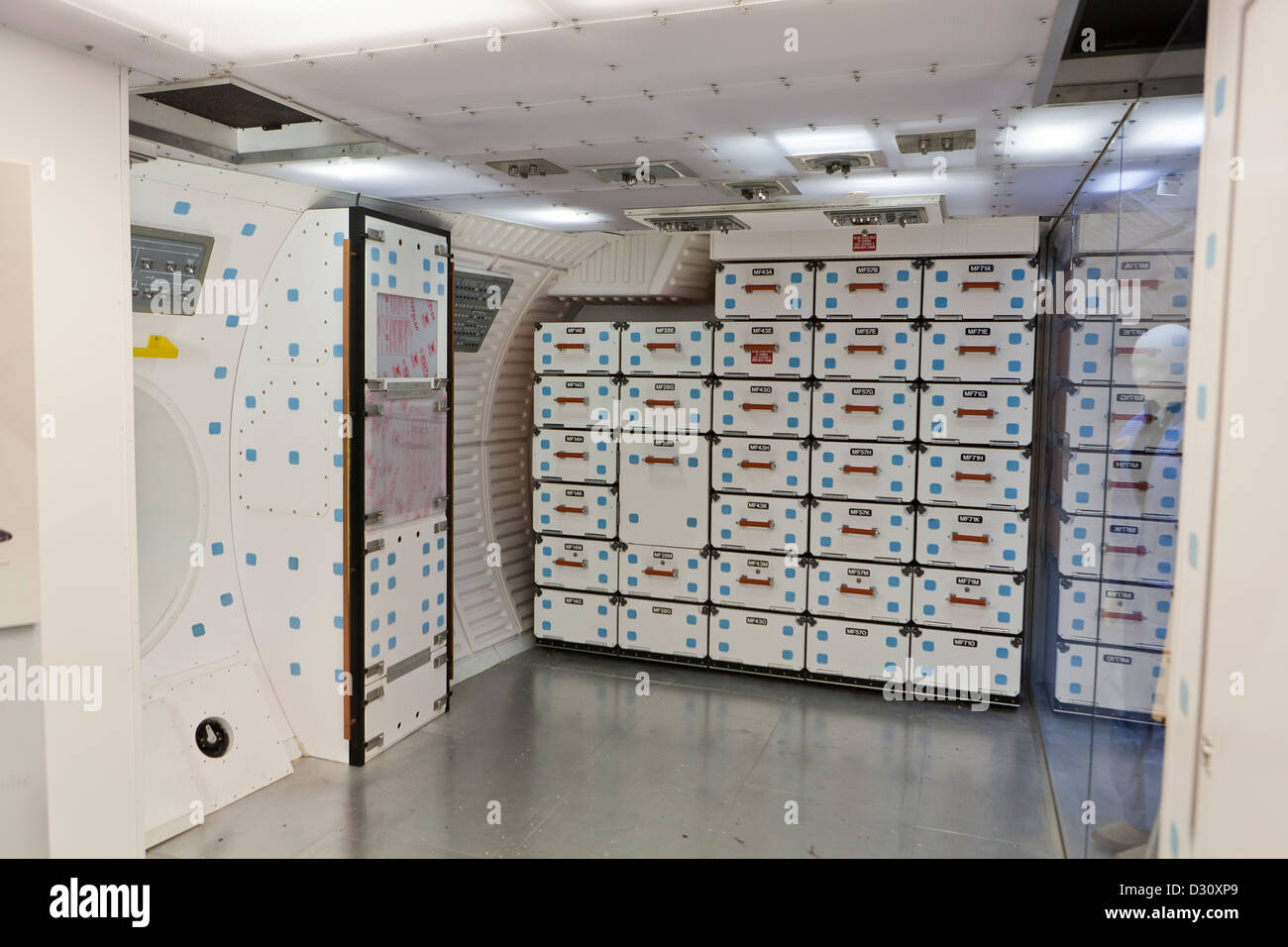 Mock-up of storage area in the International Space Station Stock Photo
