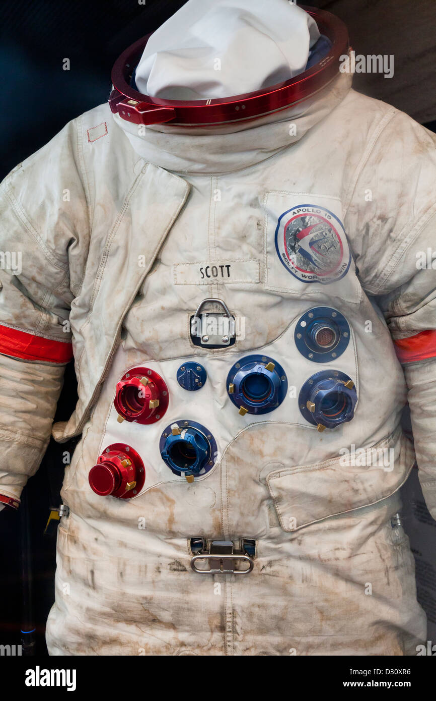Apollo lunar suit worn by David Scott, NASA astronaut - circa 1971 Apollo 9 mission - USA Stock Photo