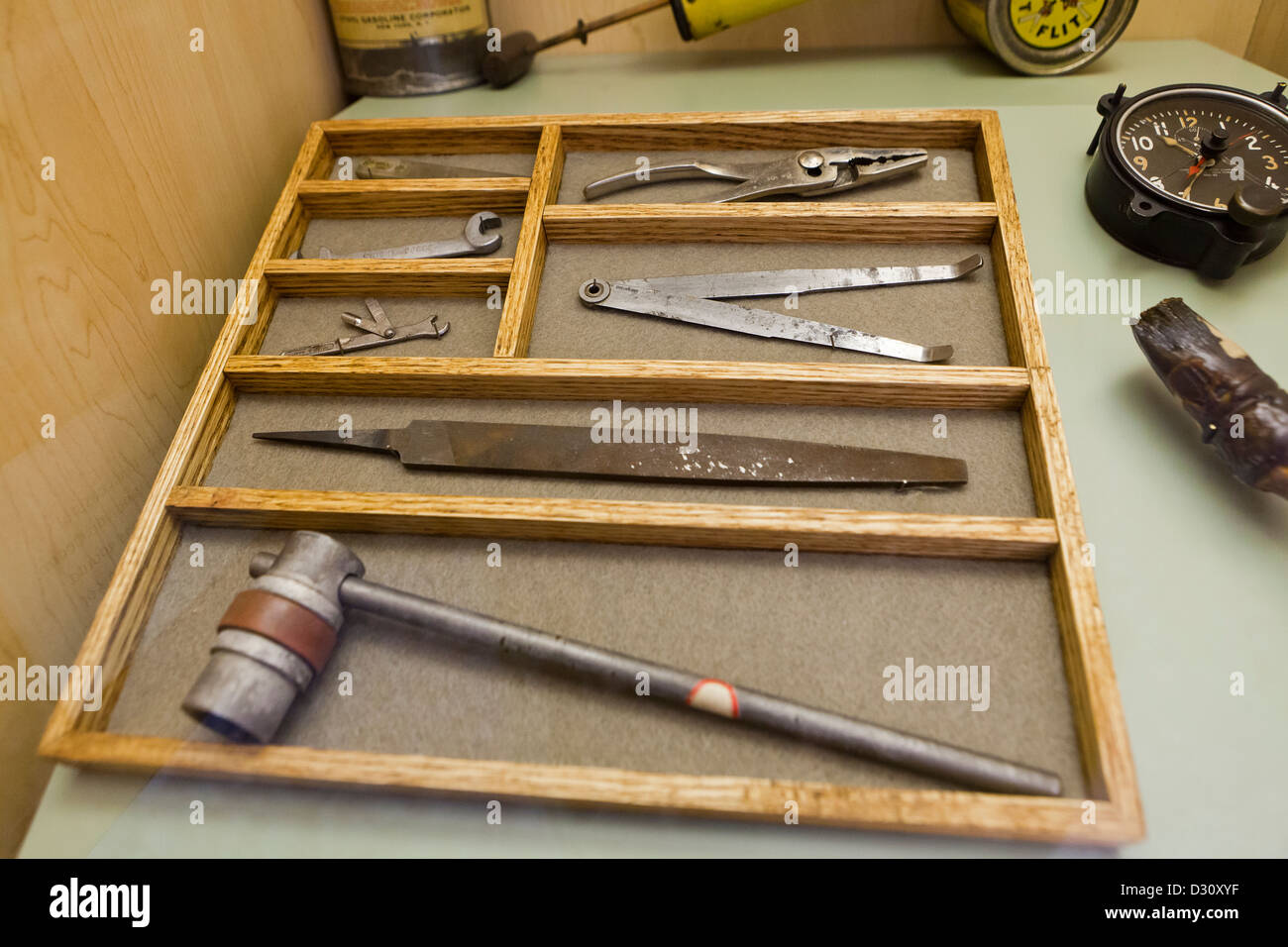 Antique tool box, circa 1930s Stock Photo