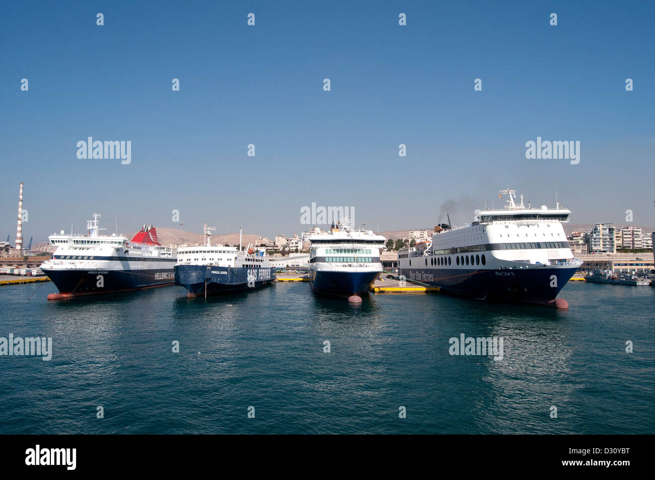 Greece- seaport Piraeus- biggest port in the Mediterranean sea Stock Photo