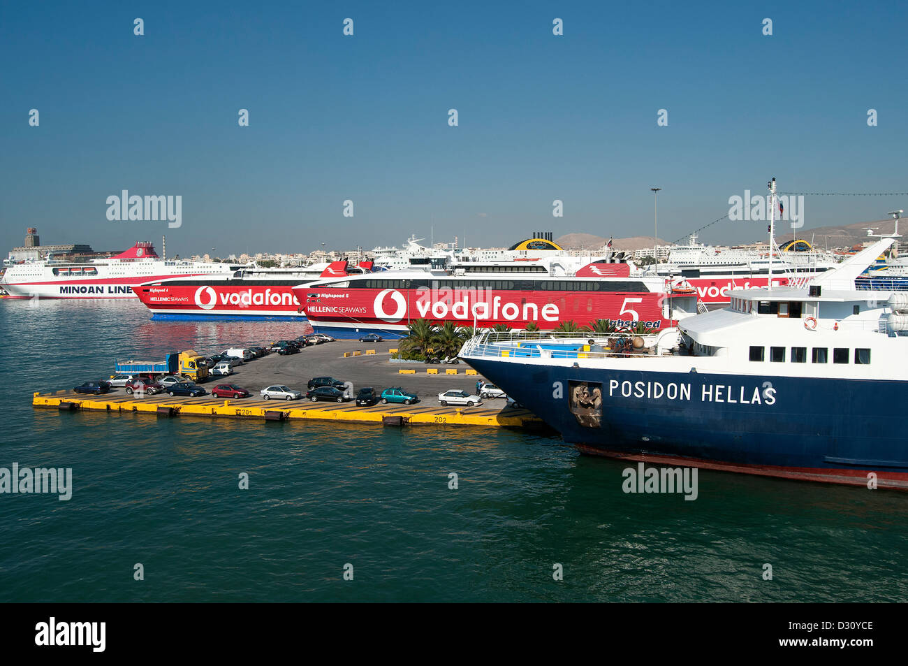 Piraeus port, Greece- the biggest seaport of Mediterranean sea Stock Photo